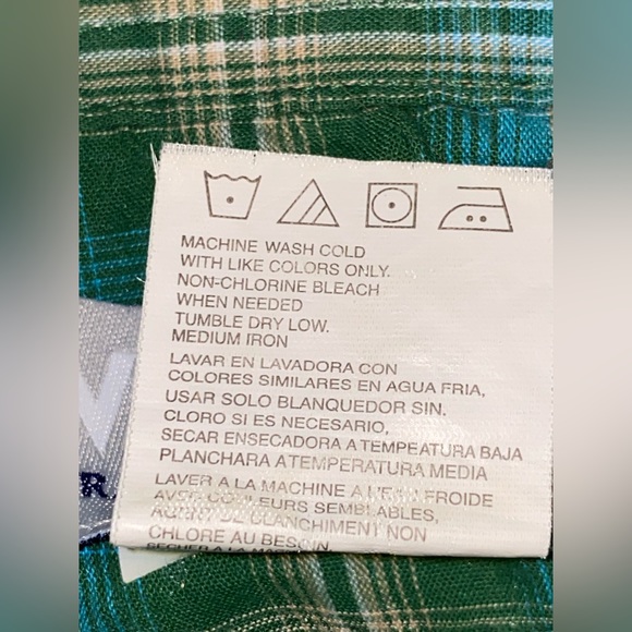 Wrangler Wrancher Pearl Snap Button Up Shirt Blue Plaid Cotton XL Vintage 90s - Picture 7 of 7